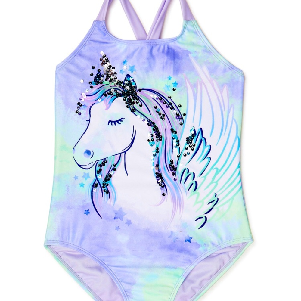 NWT Wonder Nation Girl’s Unicorn One Piece Swimsuit Size 10/12